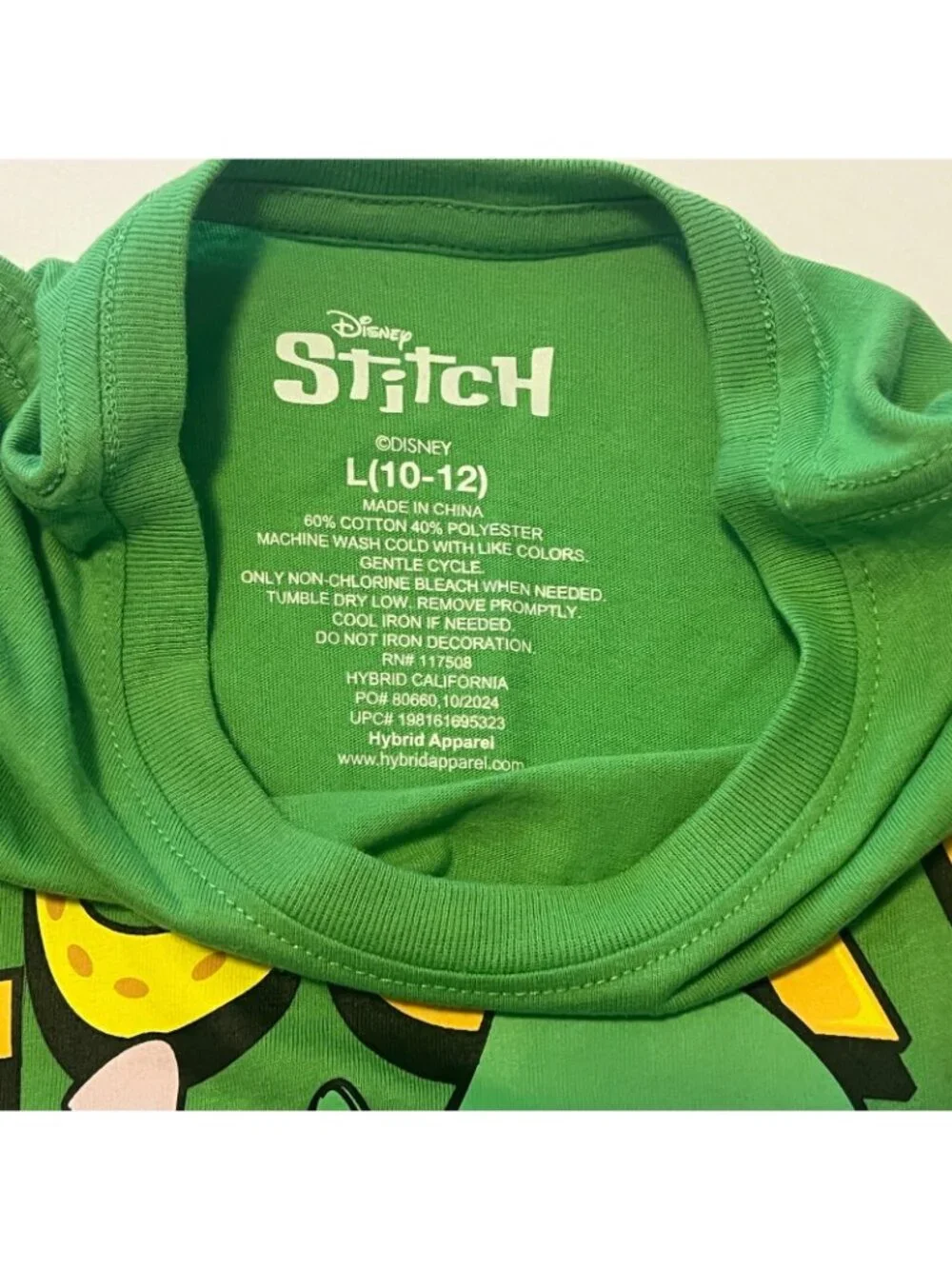 Disney Stitch Lucky Day Green T-Shirt Sz Youth L (10-12)